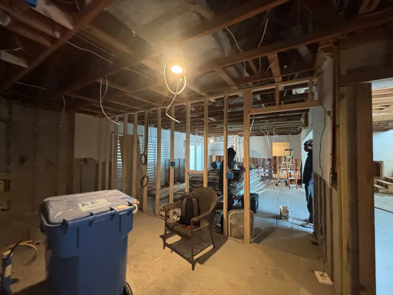 Framing structure during full-gut house renovation in Tampa, FL
